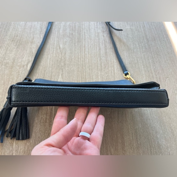 TORY BURCH Black Leather Fold Over Crossbody bag - Picture 6 of 8